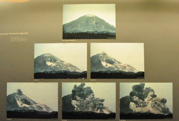 Sequência de fotos da erupção do vulcão Santa Hehena, em Maio de 1980, no estado de Washington, nos EUA
